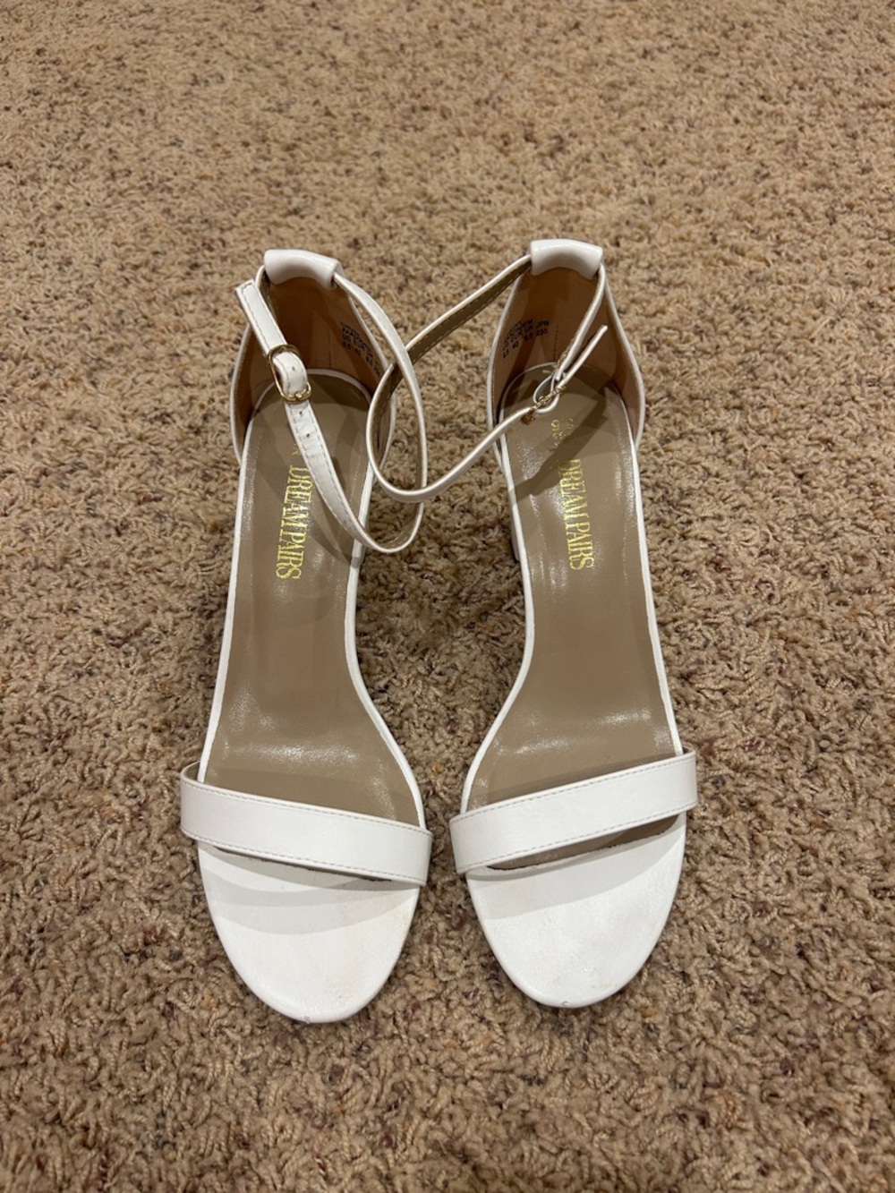 Dream Pairs White Open-Toe Ankle Strap Heels